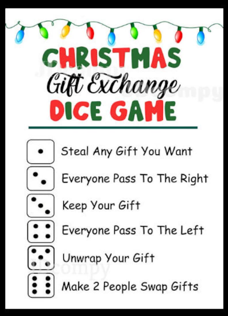 Free Christmas Gift Exchange Dice Game Rules