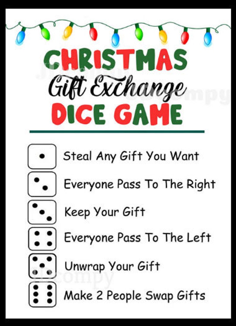 Christmas Gift Exchange Dice Game White Elephant Present Etsy Canada