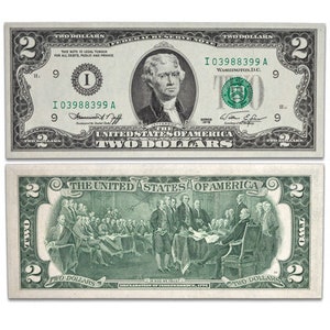 2 DOLLAR BILL Crisp Uncirculated Real LUCKY Money Free Clear Case  consecutive 