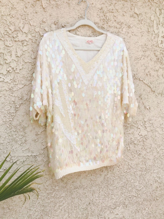 Vintage 1960’s Teardrops Sequins Beautiful Blouse