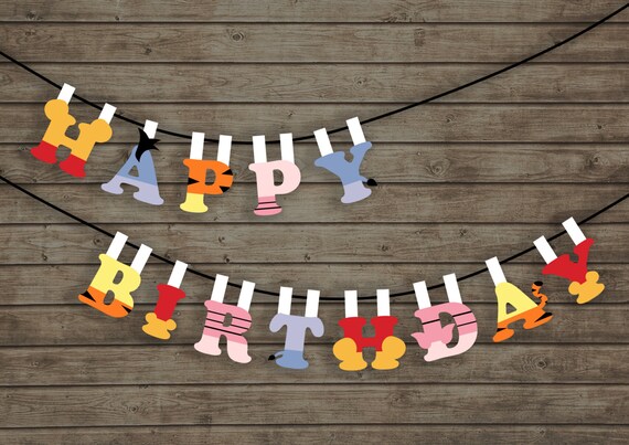 Winnie The Pooh Birthday Pennant Banner Flags 2 Party Baby Etsy