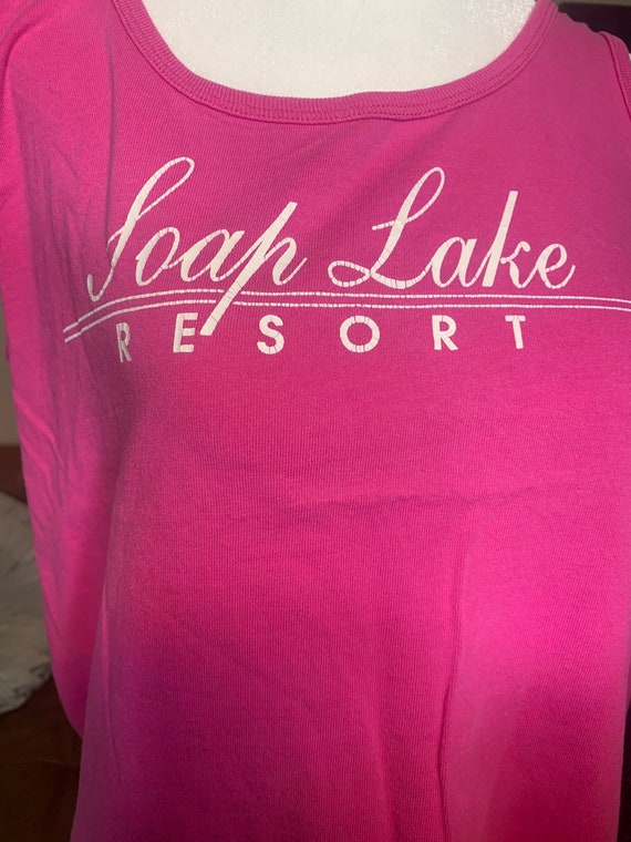 90s Pink Soap Lake resort vintage sleeveless vaca… - image 2