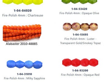 Round Faceted Fire Polished Glass Beads - Size 4mm 50 Beads