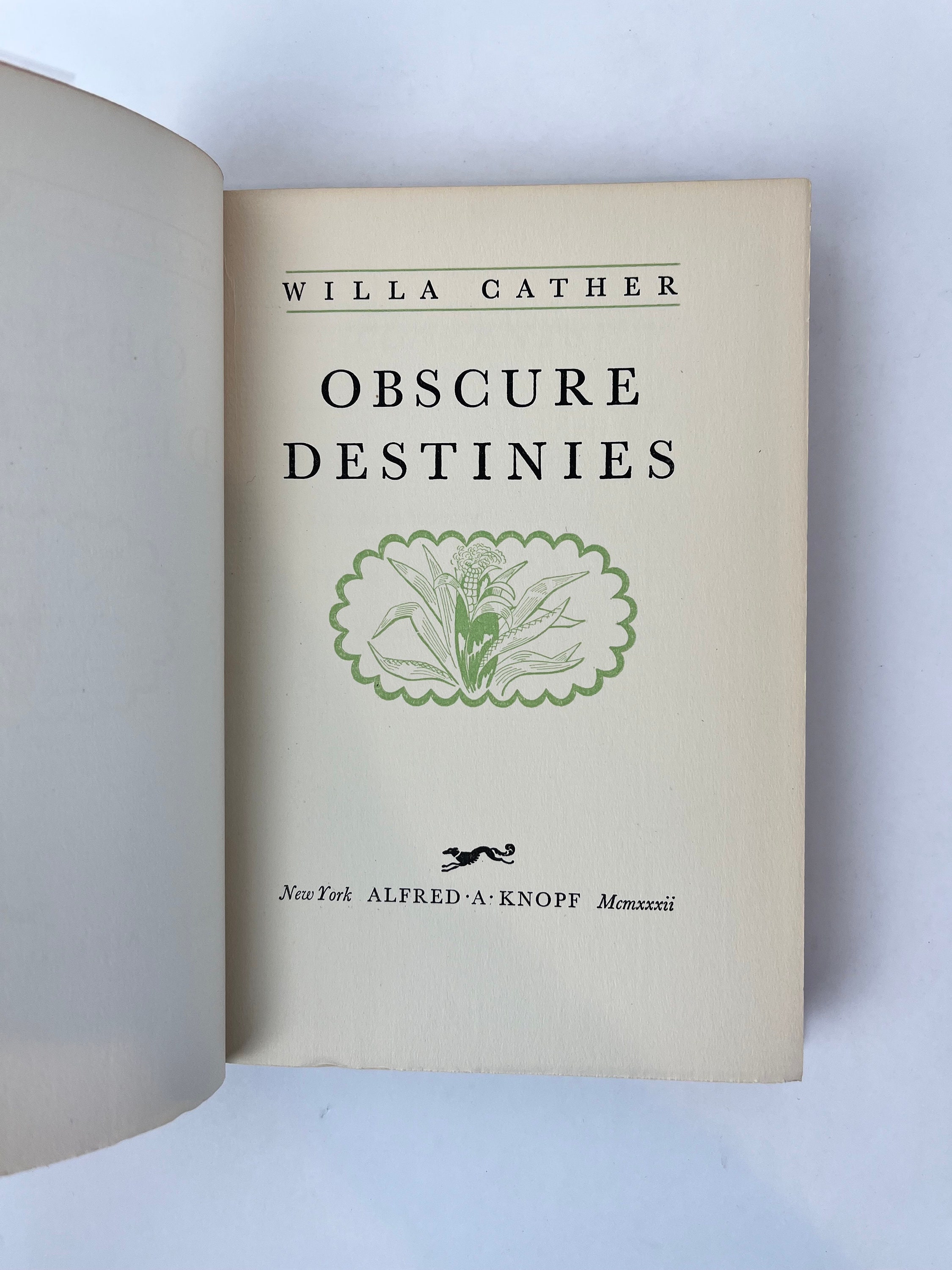 Obscure Destinies by Willa Cather - Etsy