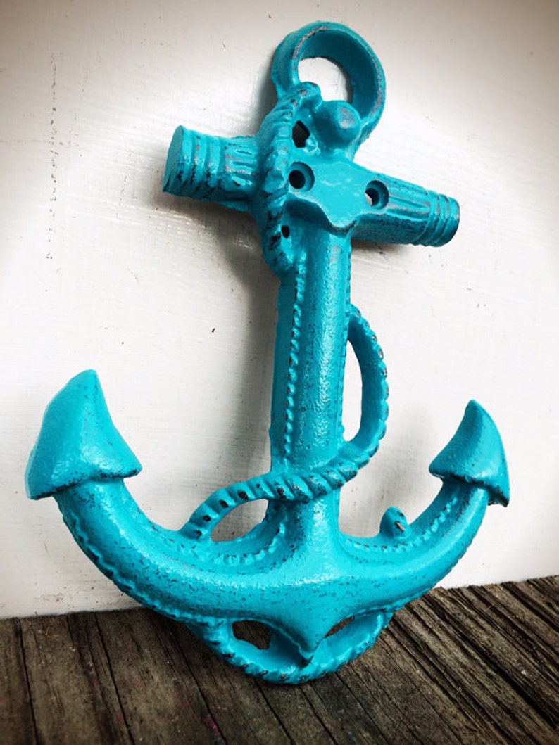 BOLD Seaside Aqua Blue NAUTICAL Anchor Wall Hanging // Coastal Etsy