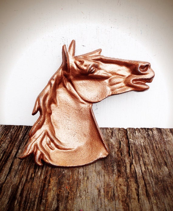 BOLD metallic copper horse head display dish // for him Etsy