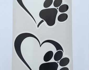 2 Puppy Love Heart et Paw Window Decal par SBD DECALS