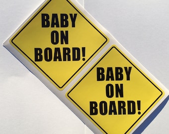 2 Bébé à bord Jaune Placard Fenêtre Pare-chocs Autocollant