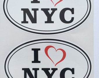 2 I Love Heart NYC Oval Vinyl Window Decal par SBD DECALS