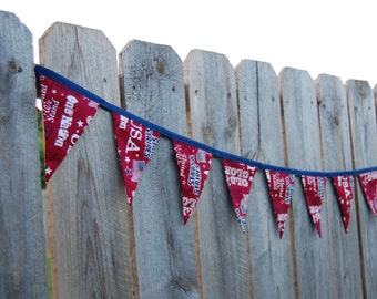 Red White Blue fabric banner 4th of July decoration American spirit bunting