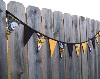 Pittsburgh Steelers banner, football party pennant, tailgate decoration