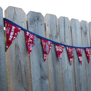 Red White Blue fabric banner 4th of July decoration American spirit bunting