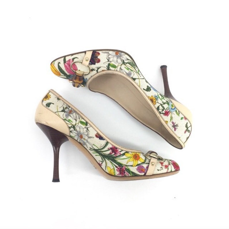 gucci floral heels