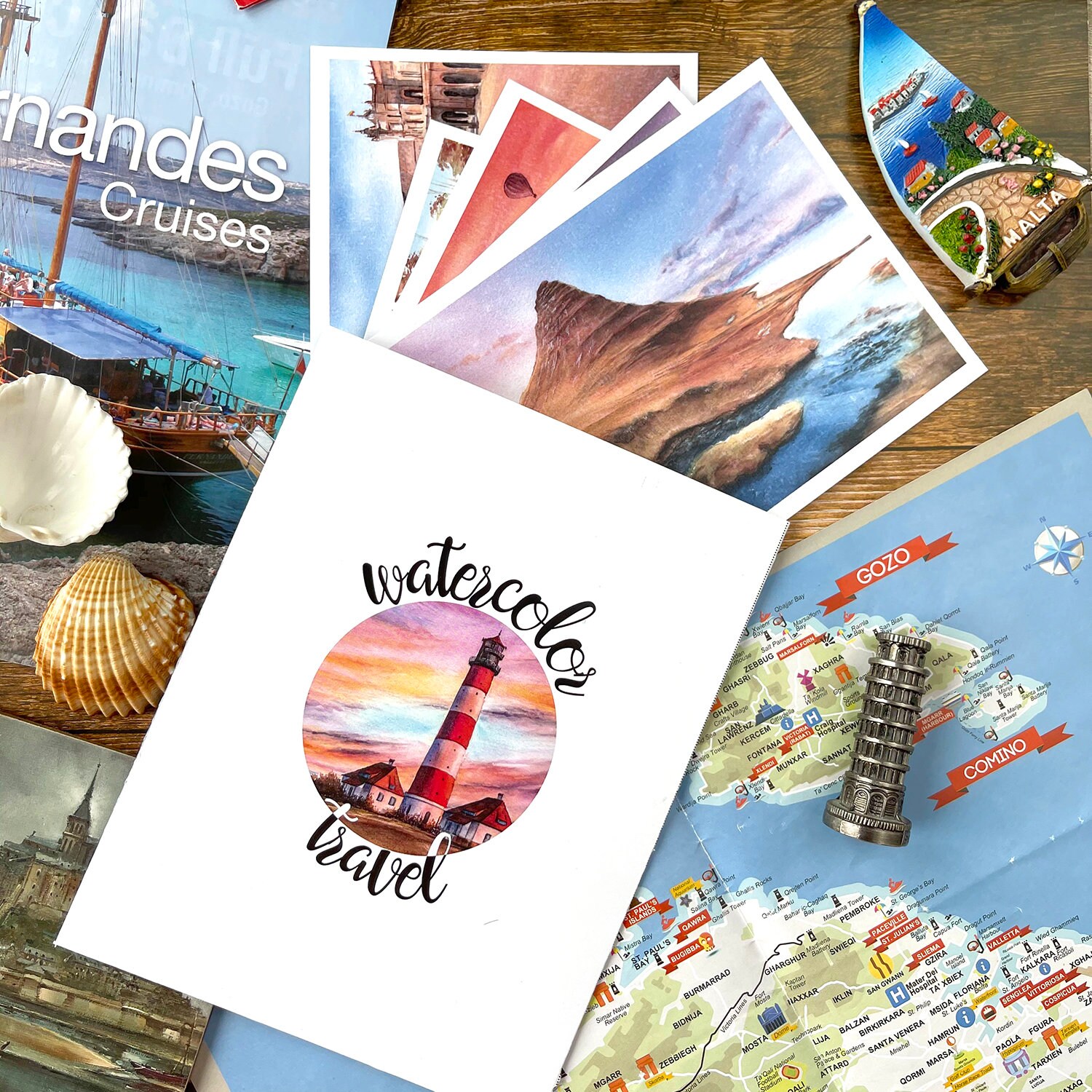 Travel watercolor printed postcards Set of 5 postcards Etsy