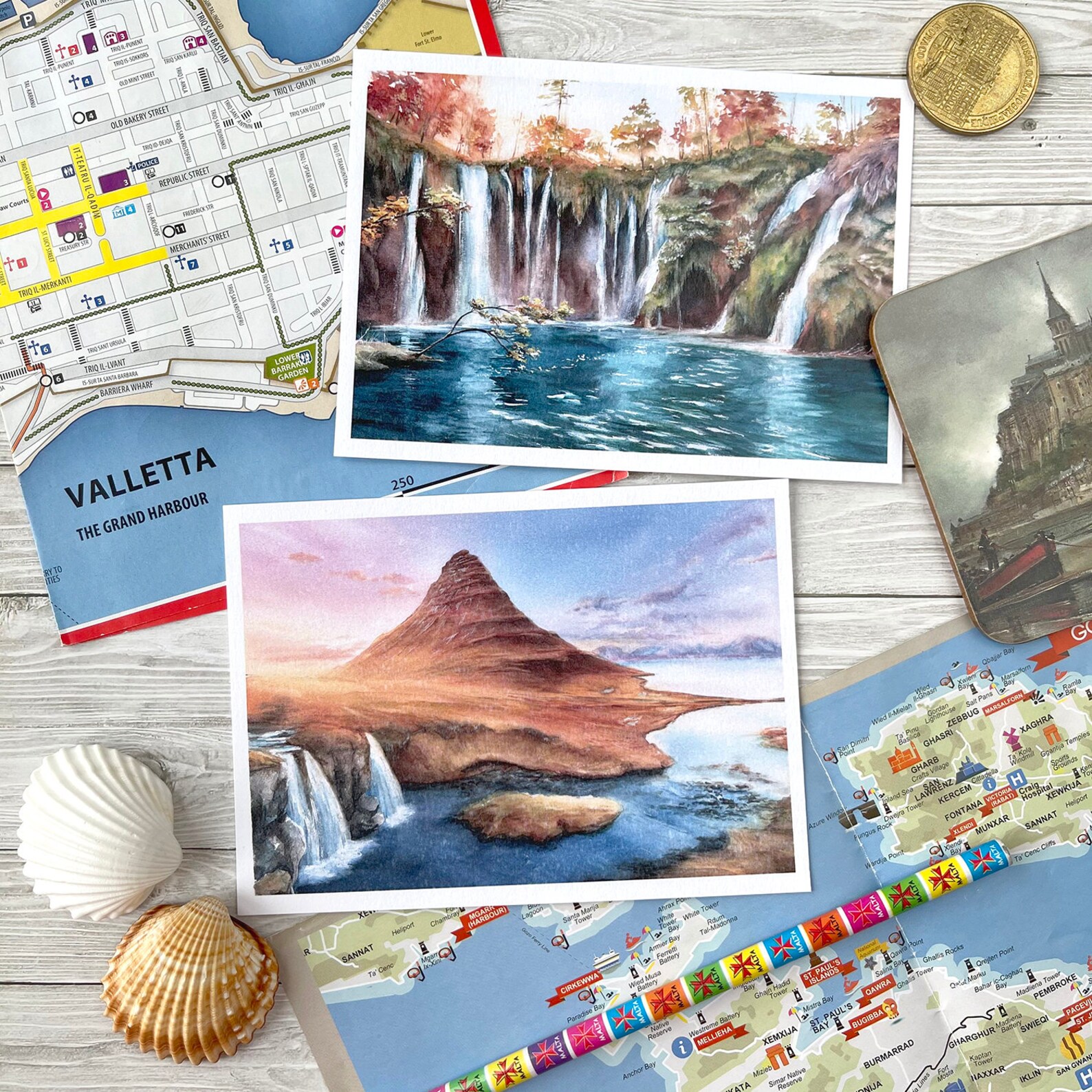 Travel watercolor printed postcards Set of 5 postcards Etsy