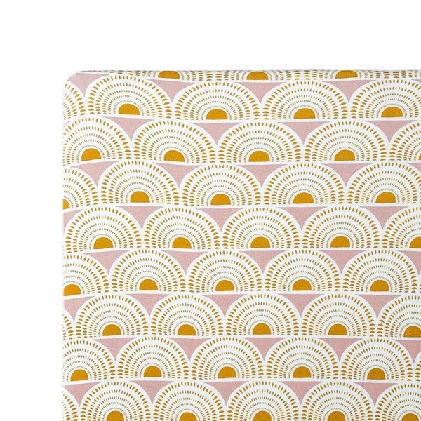 Vintage Sunshine Bamboo Premium Fitted Crib Sheet, Baby Girl crib sheet, rainbow crib sheet, sun crib sheet, pink & honey gold sunshine