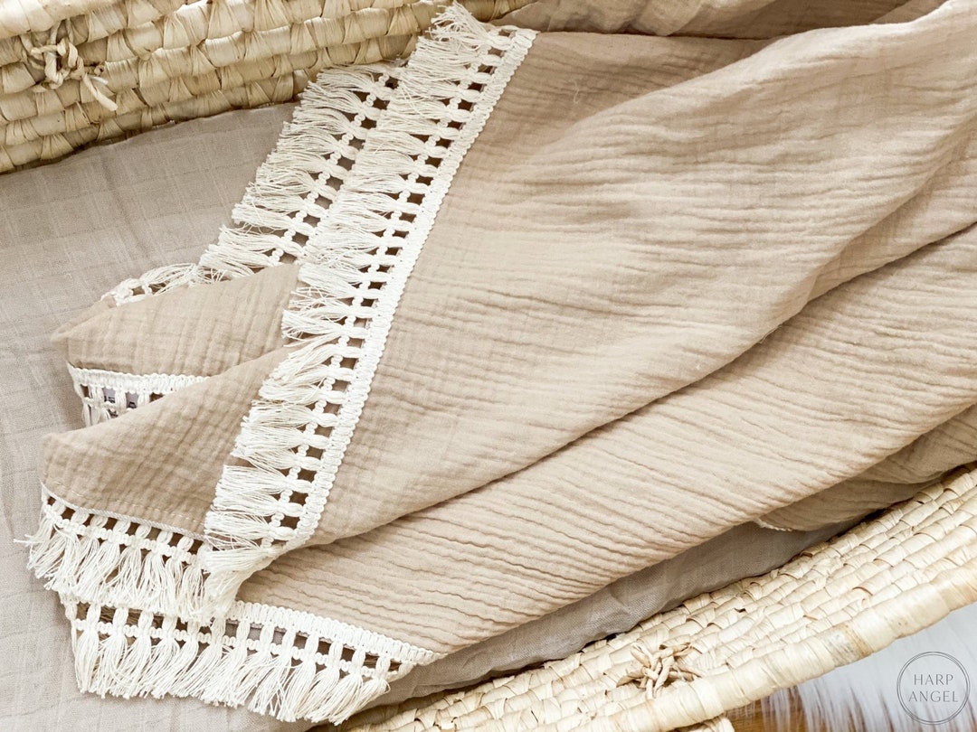 Tan Fringe Swaddle Blanket, Tan Fringe Blanket, Fringe Swaddle, Newborn ...