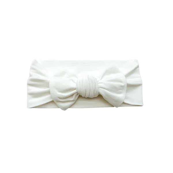 White Top Knot Knotted Bow Stretch Knit Headband, white head wrap, white headband, baby headband, baby Head Wrap