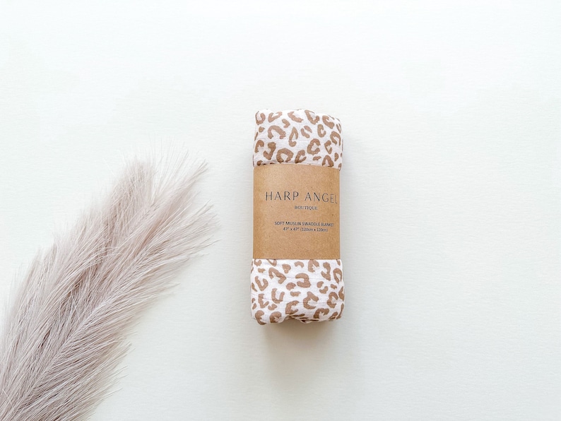 Brown Leopard Muslin Swaddle Blanket Newborn Swaddle Leopard Etsy