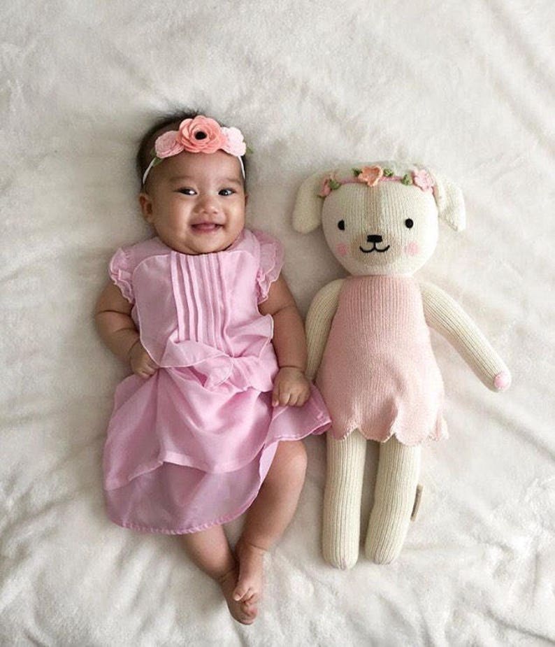 Peach Rose /& Pink Wool Felt Flower Crown Headband Newborn Baby Toddler Girls Adult