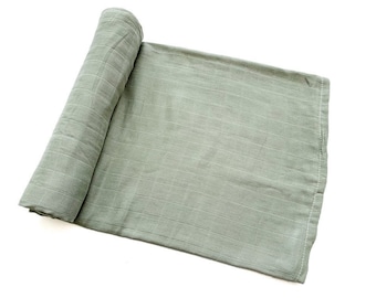 Sage Green Muslin Swaddle Blanket, Green blanket, Pastel Green Swaddle, Newborn Swaddle, bamboo swaddle, sage green swaddle