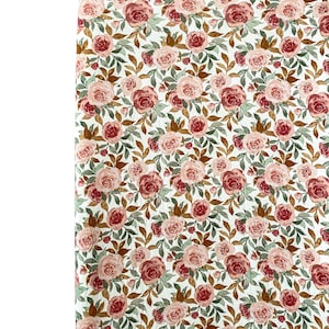 Dusty Pink Floral Bamboo Premium Fitted Crib Sheet, baby girl crib sheet, floral crib sheet, baby crib sheet