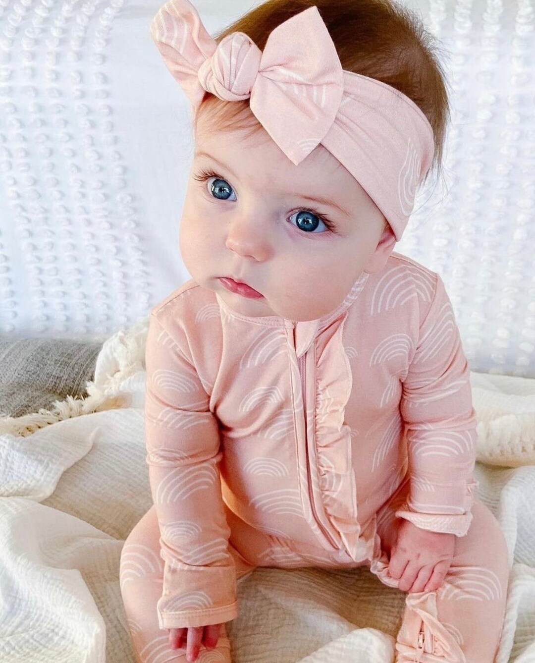 Blair Bow Baby Pink Satin Headband Wrap main image 0