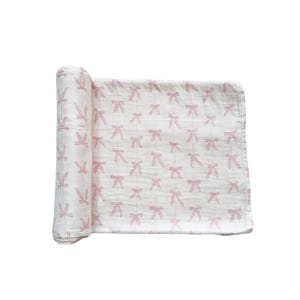 Rosa Schleifen Musselin Swaddle Swaddle Decke, Neugeborenen Fotorequisite, Baby Swaddle, Bambus Swaddle