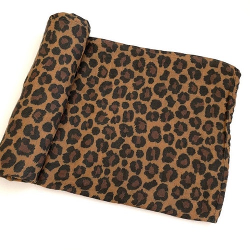 Brown Leopard Muslin Swaddle Blanket Newborn Swaddle Leopard Etsy