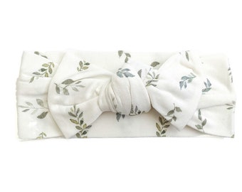 Hoofddoek groene bladeren top, geknoopte strik, strikband, hoofddoek groene bladeren, strik knoop