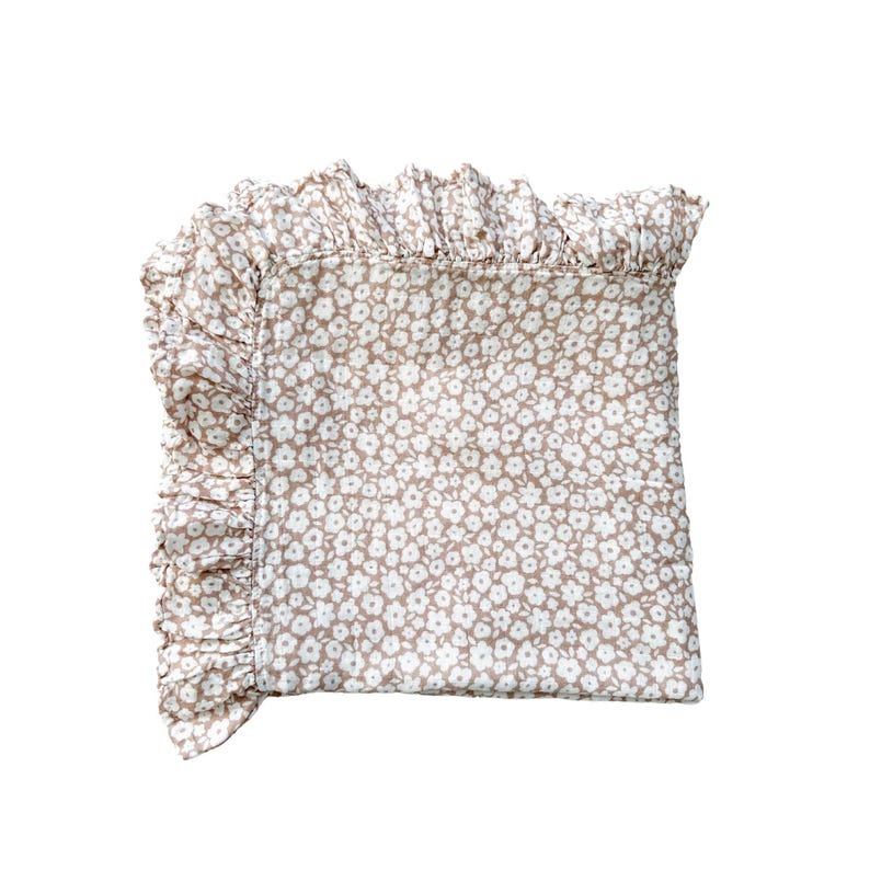 Mocha Ditsy Floral Muslin Swaddle Blanket, Newborn Swaddle, Floral