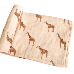 IMPERFECT**Brown Giraffe Bamboo Muslin Swaddle Blanket, Newborn Swaddle, Neutral Gender Swaddle, Baby Swaddle, giraffe blanket