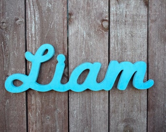 Liam Baby Name Wood Sign - Shabby Chic Nursery Decor - Baby name display, wooden baby name, baby name sign