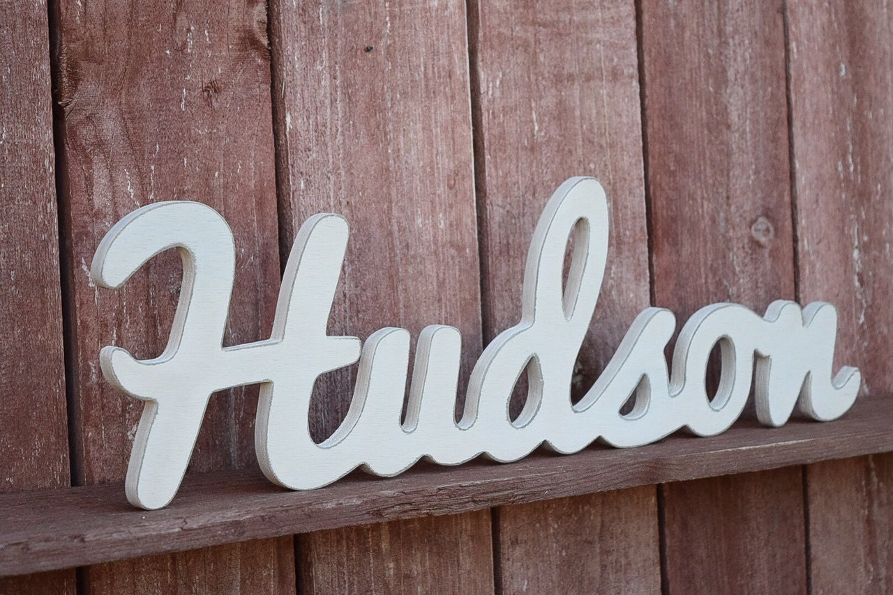 Hudson Baby Name Wood Sign Nursery Decor Wooden Baby Etsy