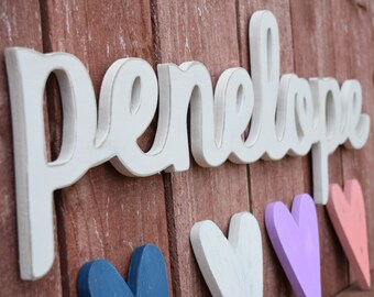 Penelope Baby Name Wooden Sign - Nursery Decor - Cursive Baby Name Signs for Nursery and Home Decor