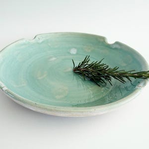 Aqua Ceramic Serving Dish, (8.5 Inch) Handmade Coastal Pasta Bowl