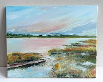 Sunset Marsh Painting | 20x16 Coastal Landscape | Lowcountry Wall Art