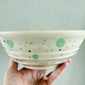 Seafoam Polka Dot Planter | Artisan Ceramic Succulent Pot with Drainage