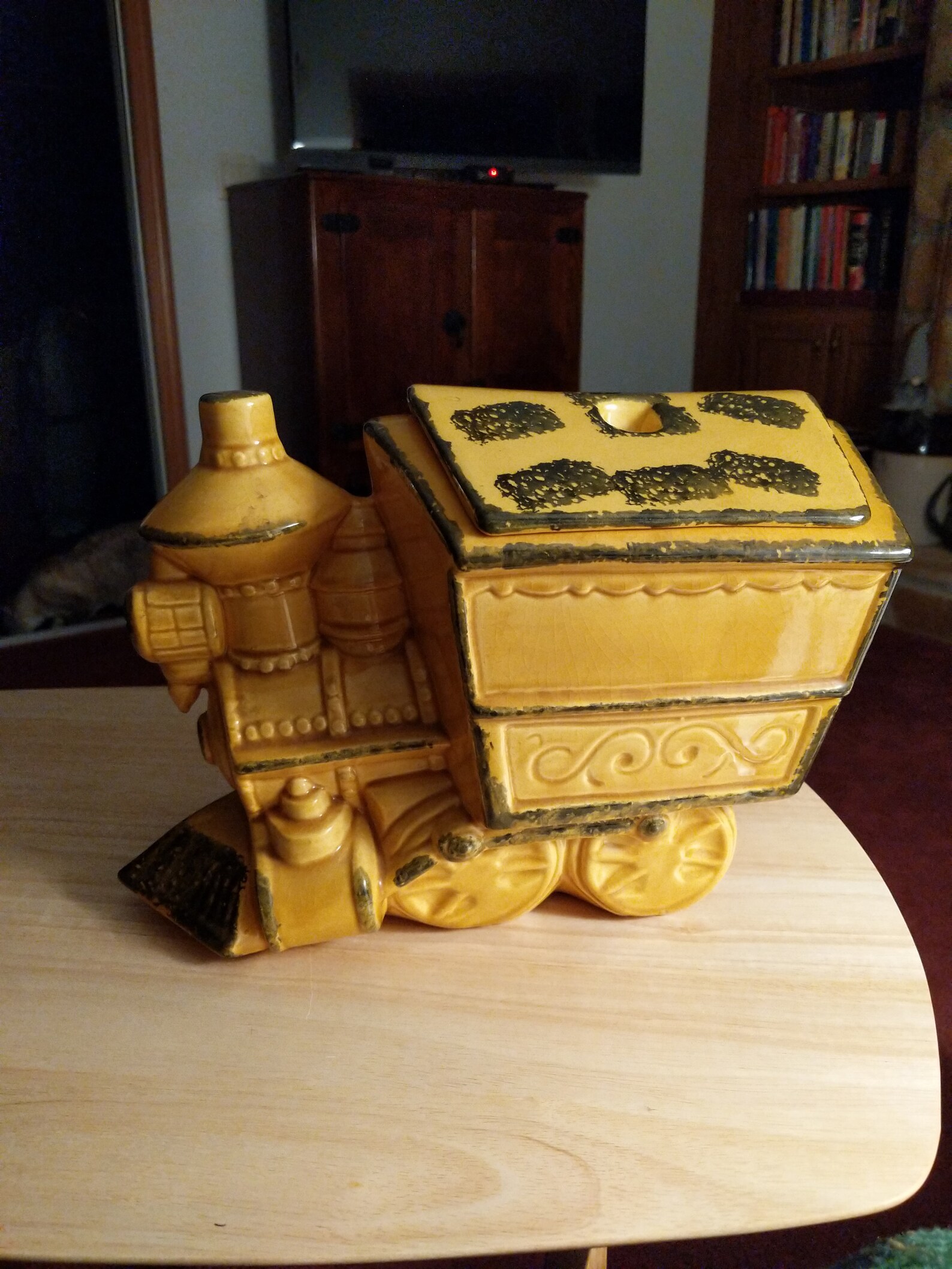 Train Cookie Jar Orange with Gold Trim Vintage Ceramic | Etsy