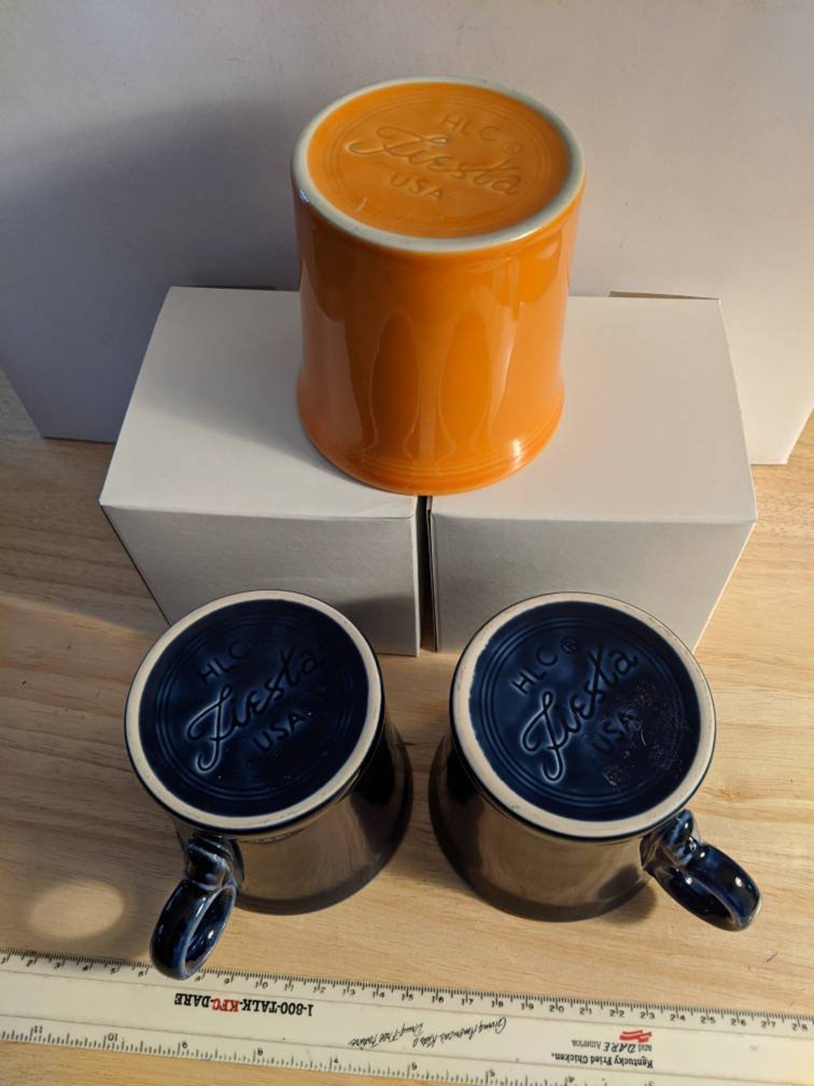 Fiestaware Coffee Mugs Set of 3 Two Cobalt Blue and One Etsy