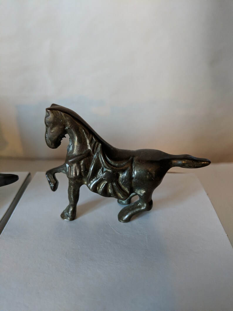 Made in Taiwan Vintage Set of 3 Brass Miniature War Horse Figurines Large Medium and Small