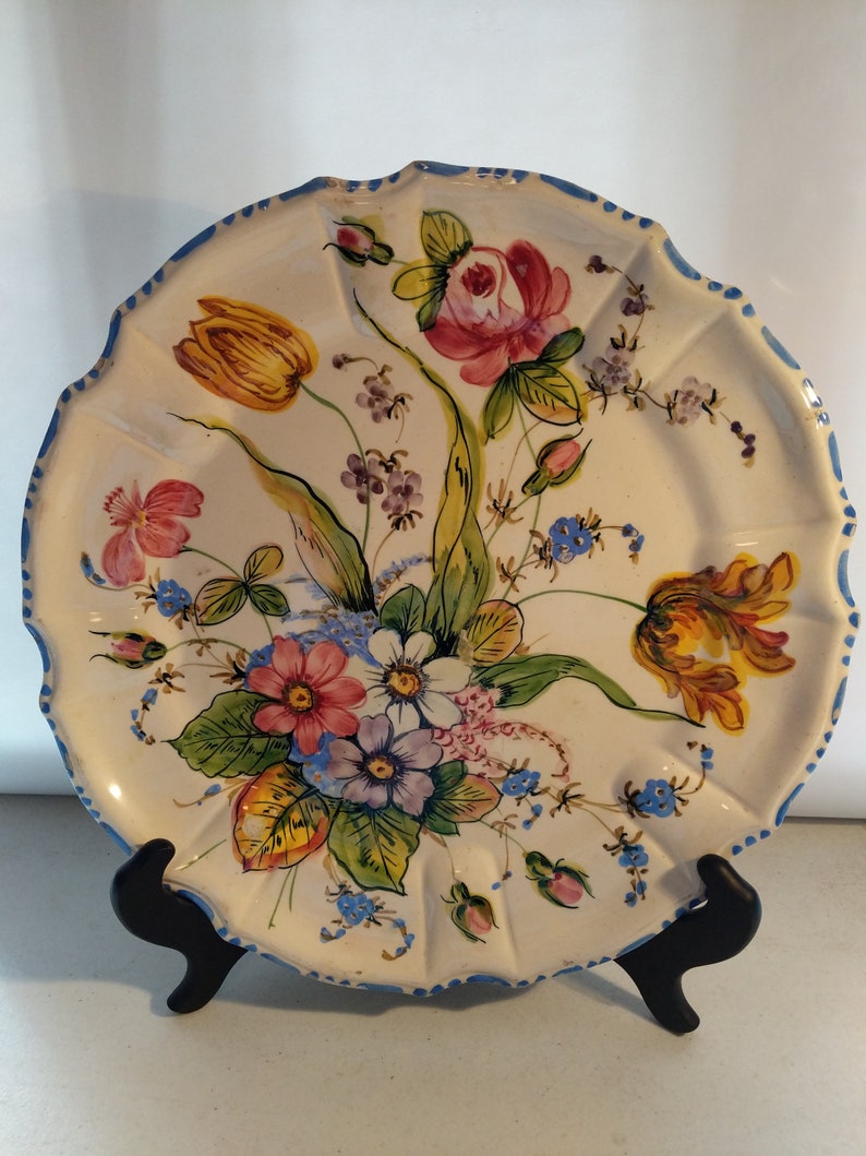 Vintage Italy Floral Pattern Art Pottery 14 Inch Charger Etsy