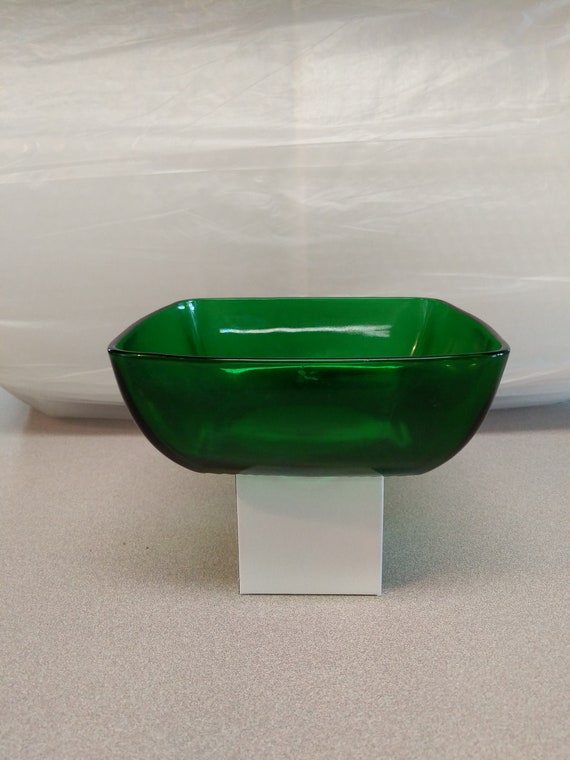 Vintage Anchor Hocking Forest Green Glass Charm 11" Rectangle Platter