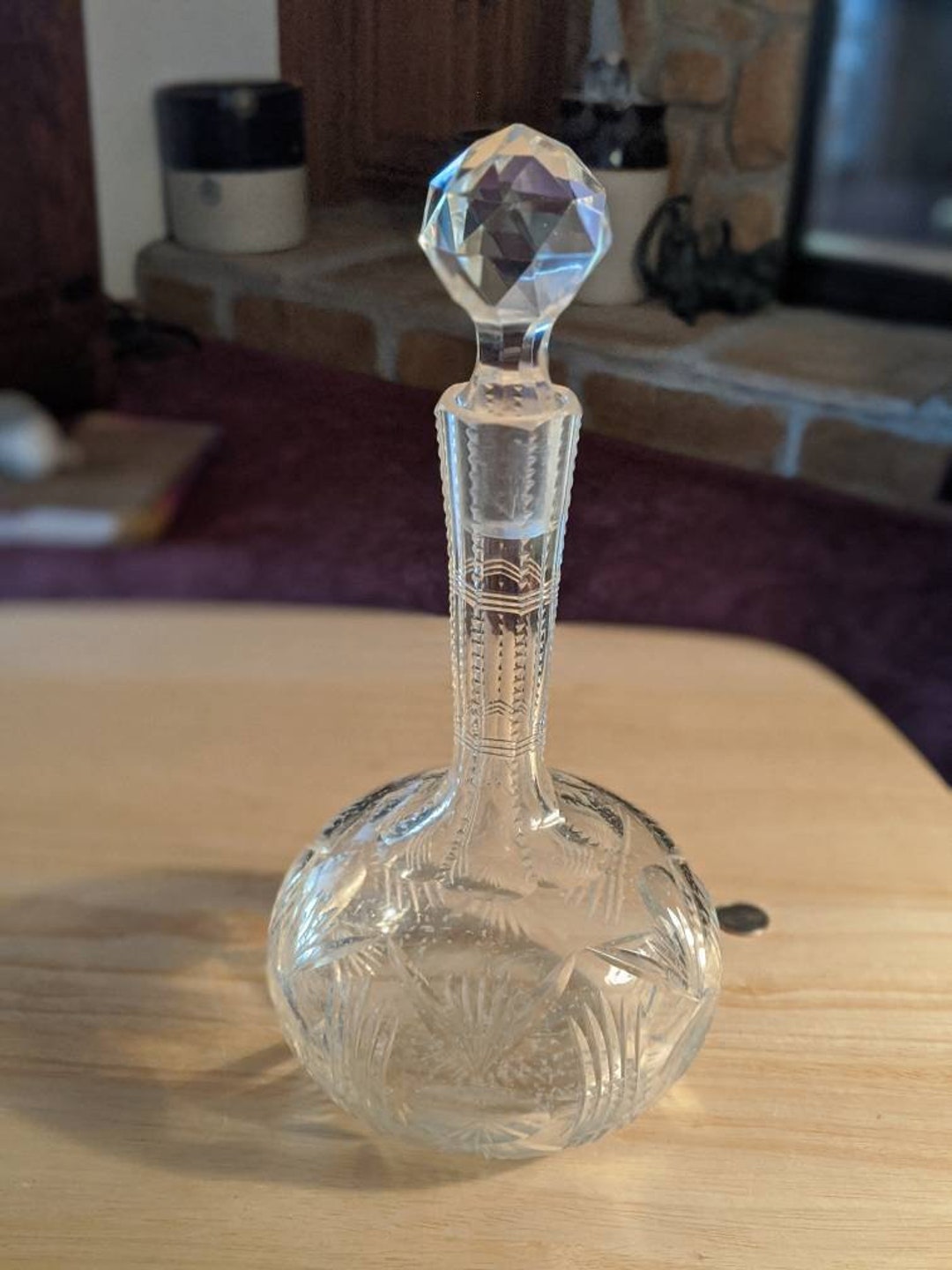 Vintage Decanter With Stopper Crystal Clear Glass Saw Tooth - Etsy