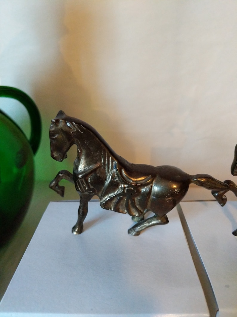 Made in Taiwan Vintage Set of 3 Brass Miniature War Horse Figurines Large Medium and Small