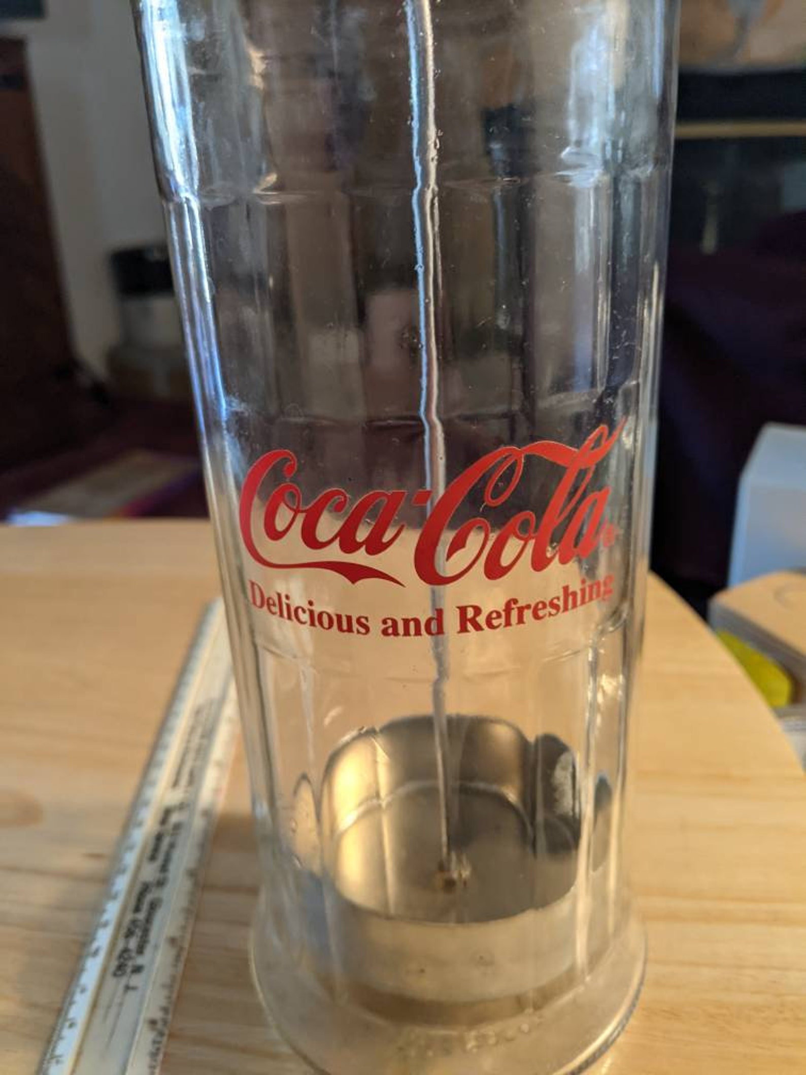 Vintage Coca Cola Glass Straw Dispenser Canister Chrome Lid Etsy