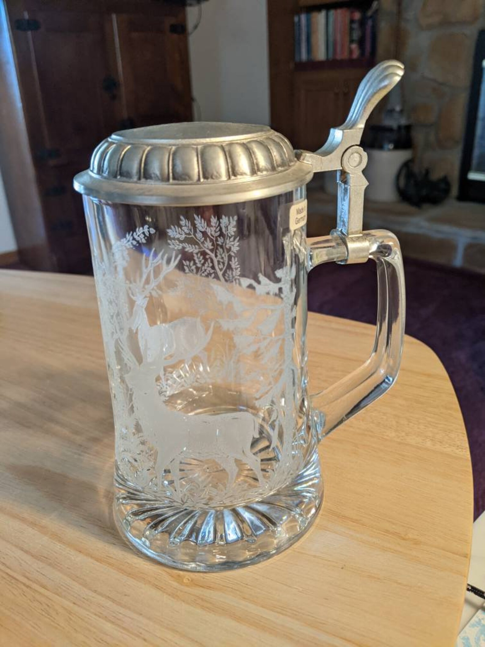 Vintage Domex Etched Glass Beer Stein with Deer and Trees Beer Etsy