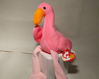 Vintage Ty Beanie Baby Pinky The Flamingo With Pvc Pellets Etsy