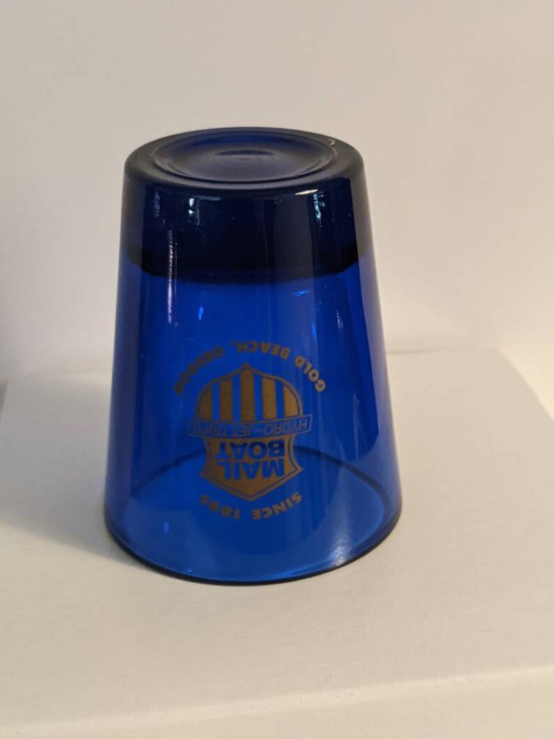 Mail Boat Shot Glass Cobalt Blue Glass Gold Beach Oregon Etsy
