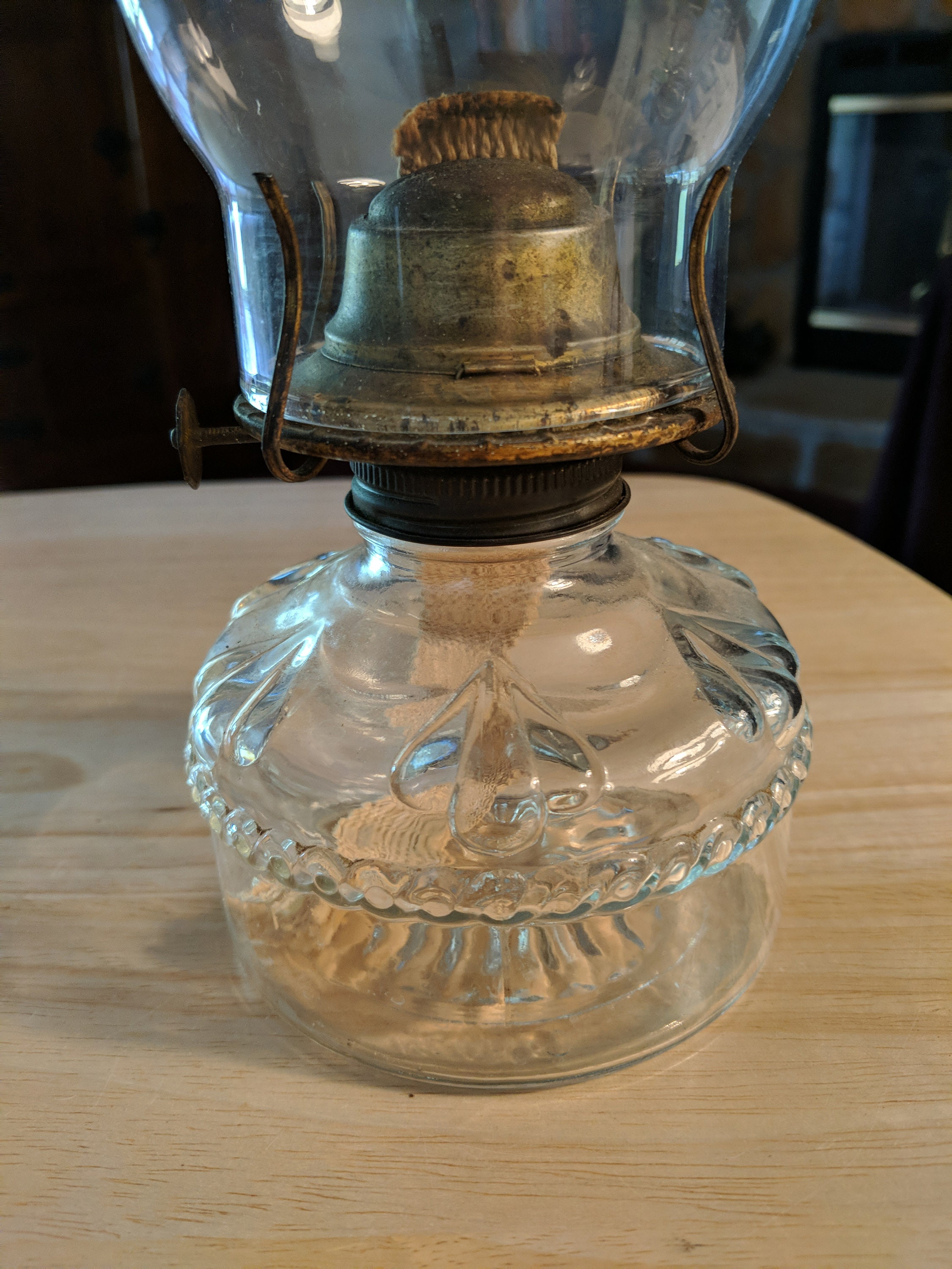 Vintage Eagle Clear Glass Oil Lamp with Chimney Made in Etsy